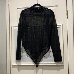 Nasty Gal Sheer Black Turtleneck Bodysuit